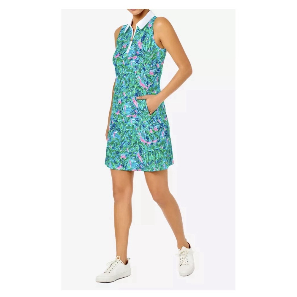 Lilly Pulitzer Luxletic Silvia Par-fection Golf Dress 1/4 Zip Golfer Tropical XL